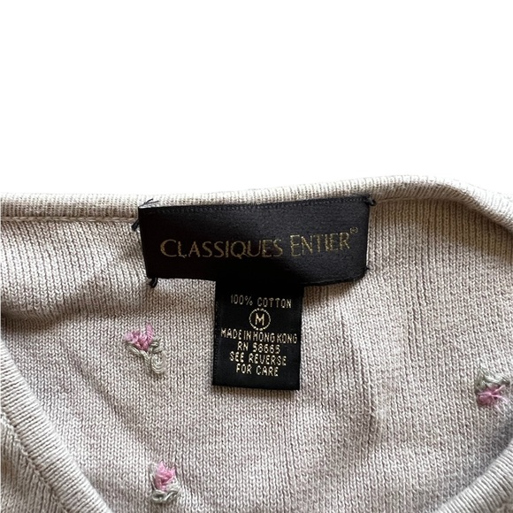 Classiques Entier Cardigan Floral Embroidered with Shell Buttons - Picture 3 of 3